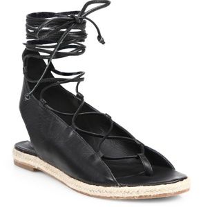 Tibi camilo gladiator sandals 6.5 M black lace up